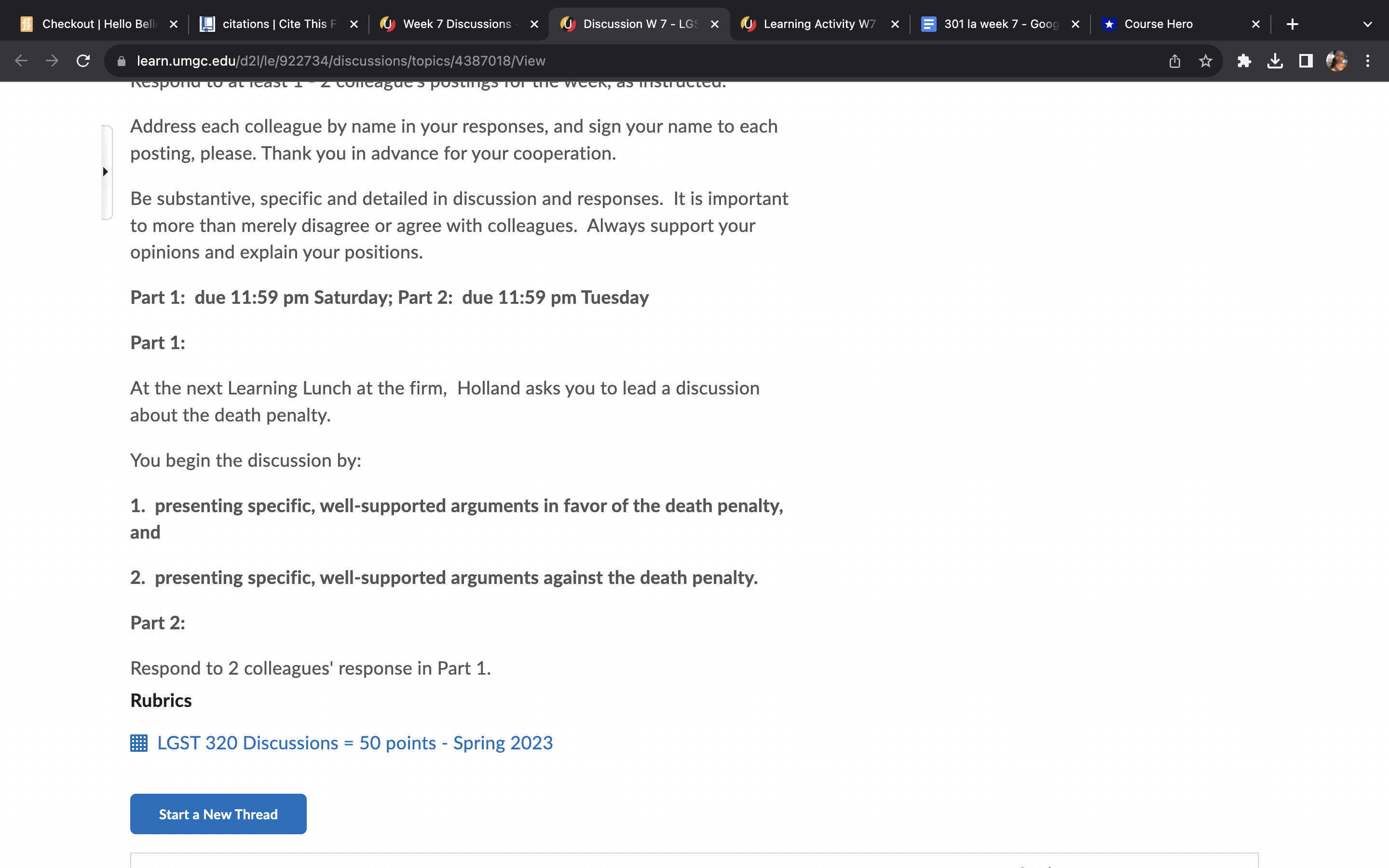 Checkout | Hello Bell citations | Cite This F Week 7 Discussions