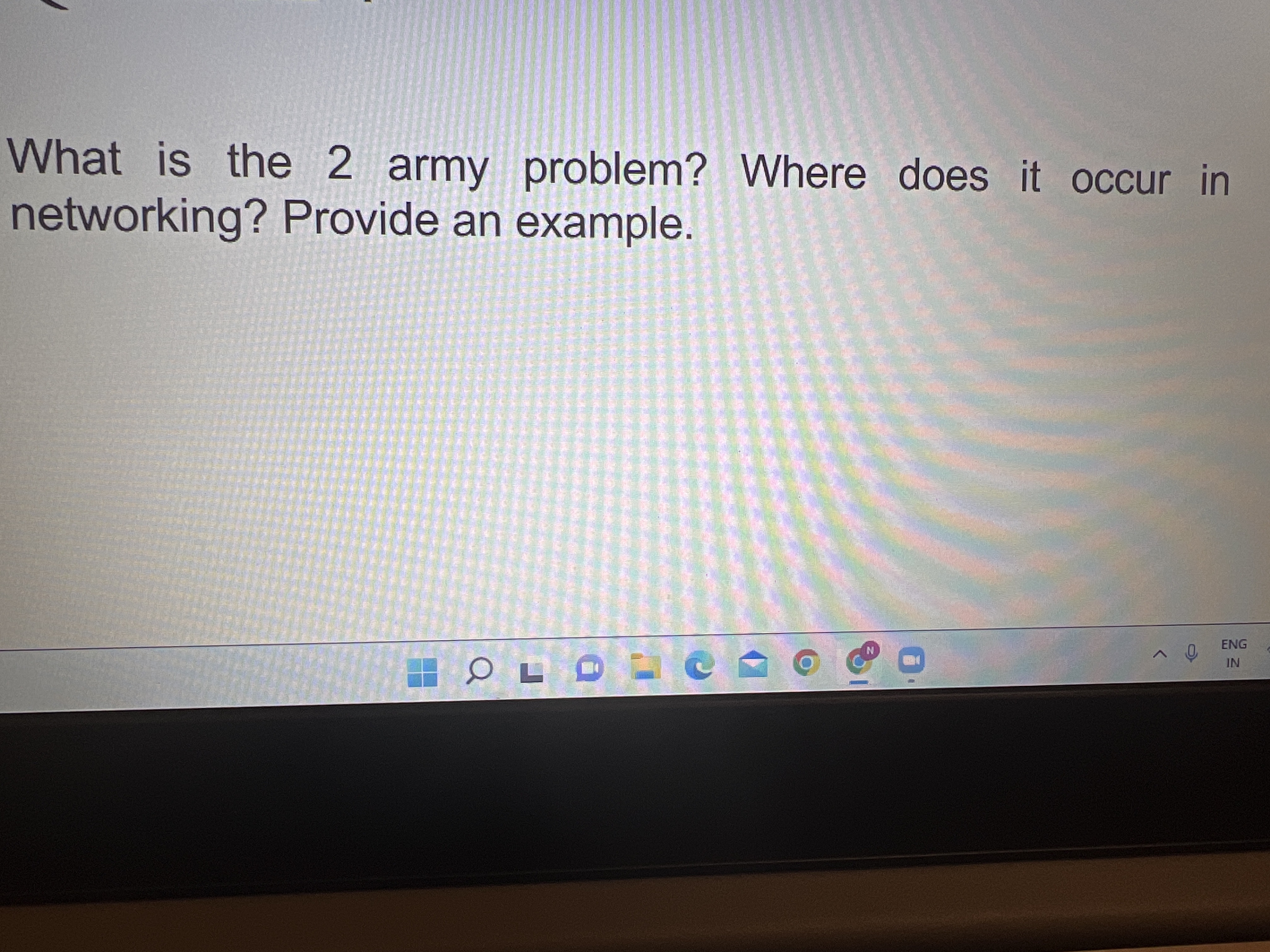 What is the 2 army problem? Where does it occur in networking?