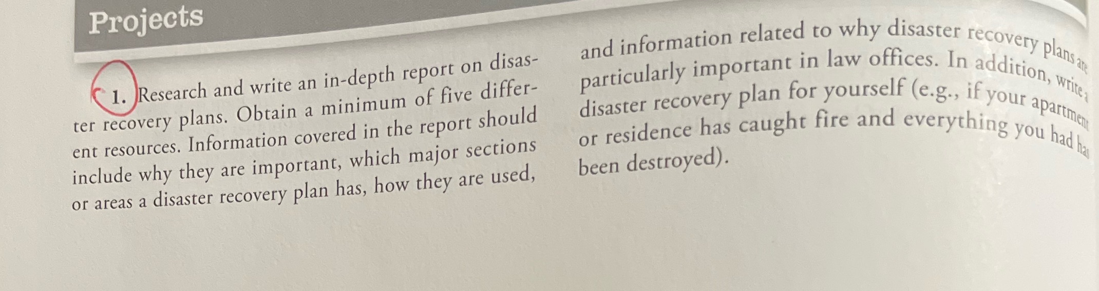 Projects should 1. Research and write an in-depth report on disas- ter