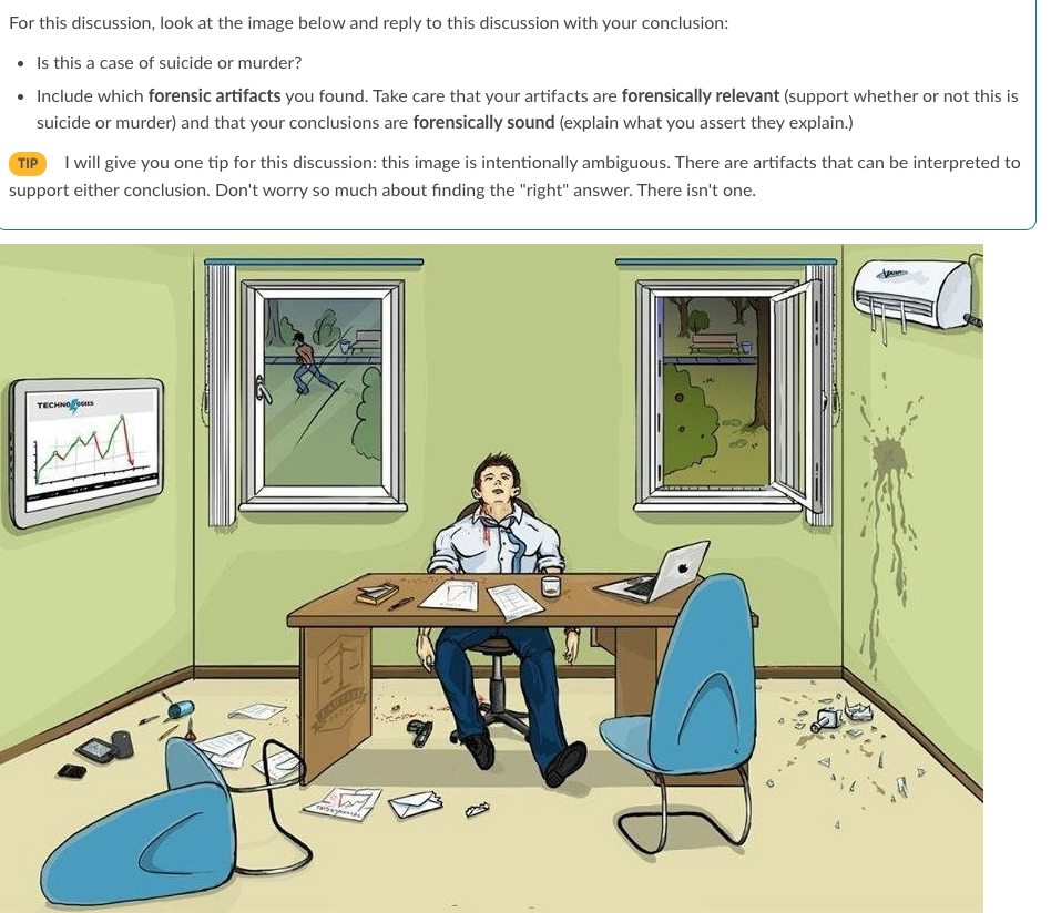 For this discussion, look at the image below and reply to this