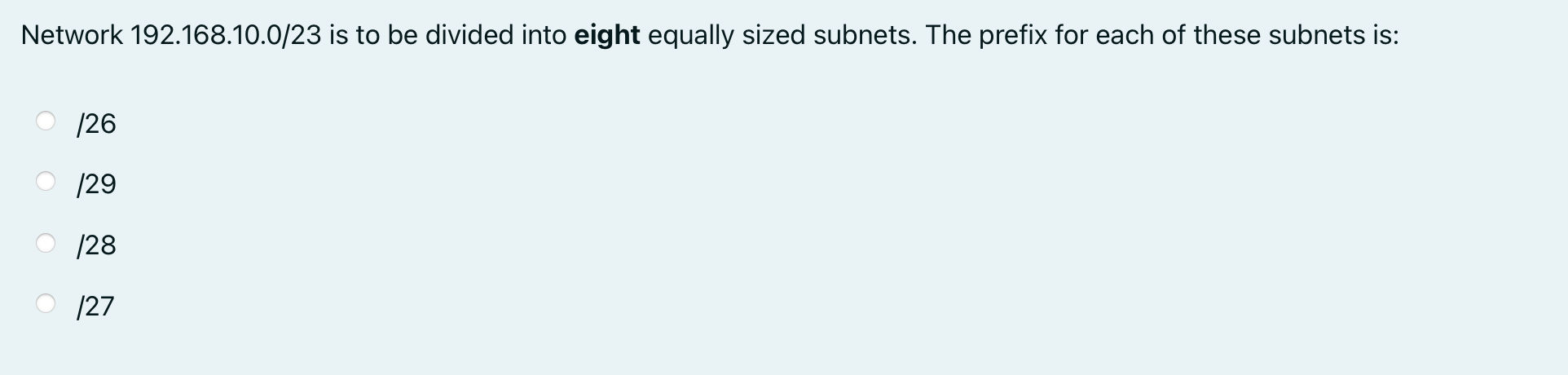 configuration mode of Fa0/1 An IP address is a last usable host