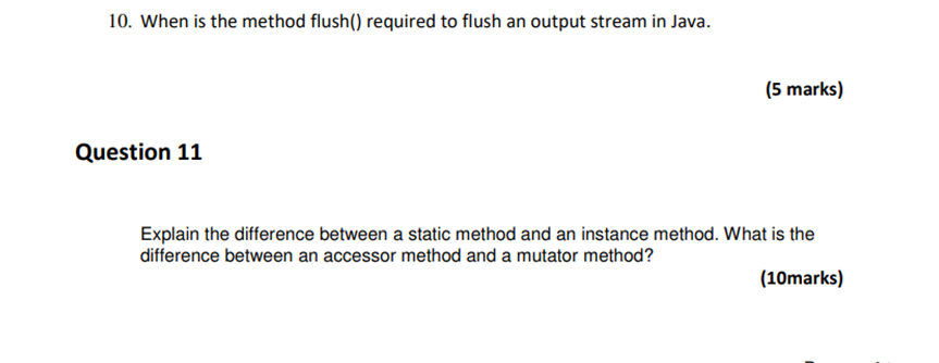 method in ServerSocket class? (5 marks) 4. What is wrong with following