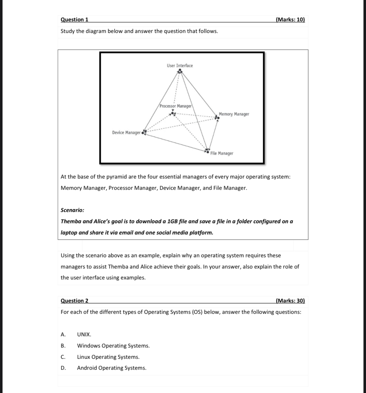 Question 1 Study the diagram below and answer the question that follows.