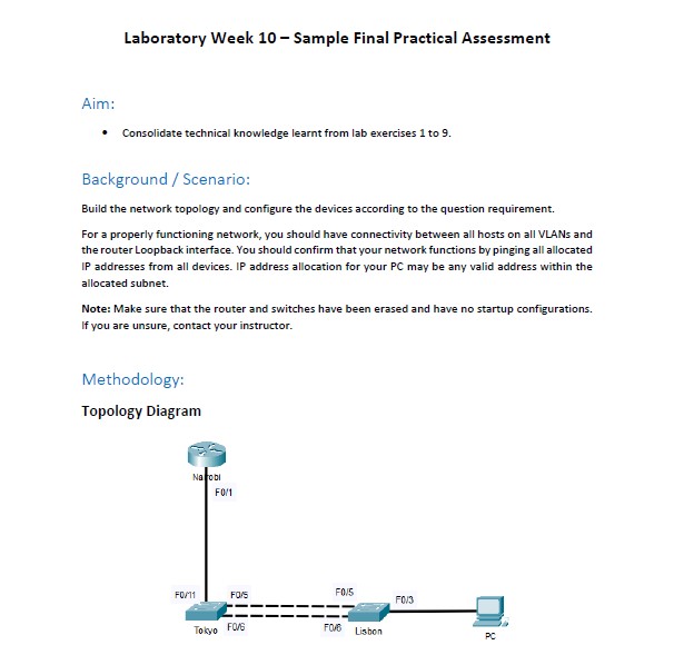 Laboratory Week 10 - Sample Final Practical Assessment Aim: . Consolidate technical