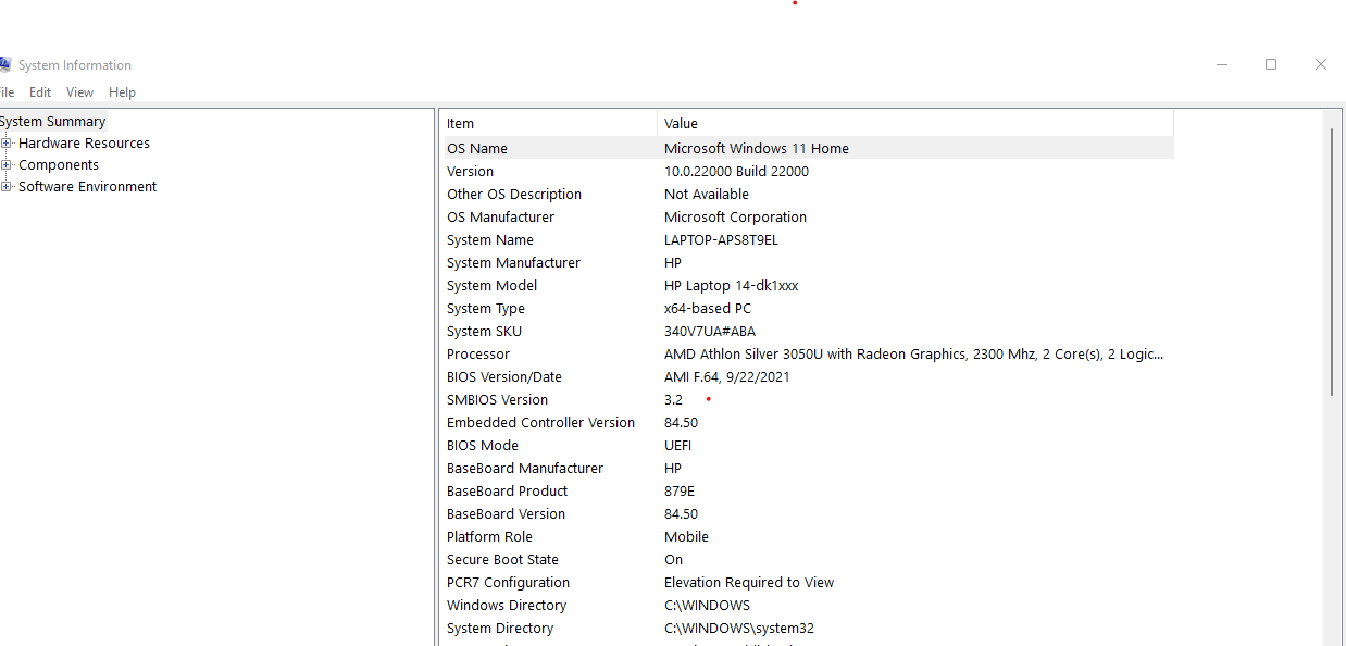 Item PCR7 Configuration Windows Directory System Directory Boot Device Locale Hardware Abstraction