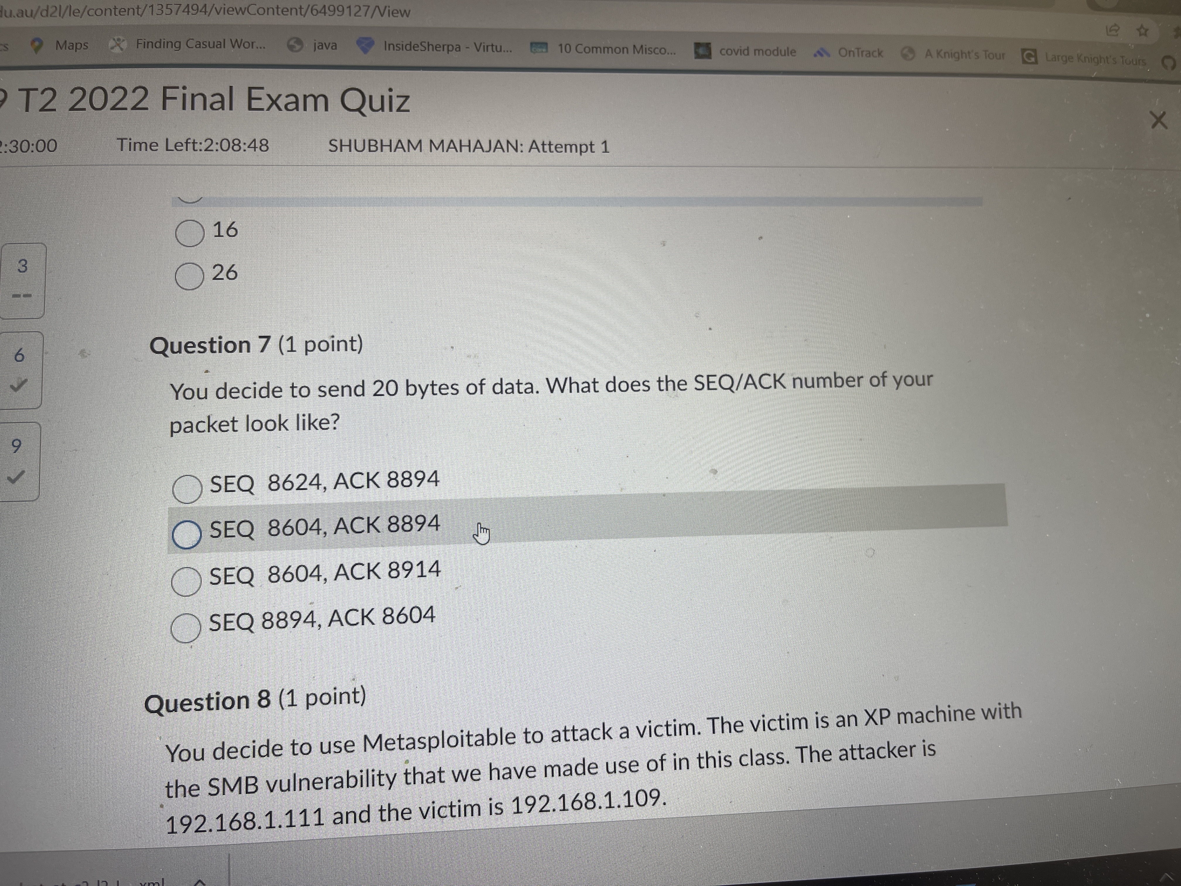 du.au/d2l/le/content/1357494/viewContent/6499127/View CS Maps Finding Casual Wor... java InsideSherpa - Virtu... 10 Common