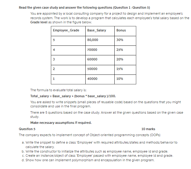 Read the given case study and answer the following questions (Question 1-Question