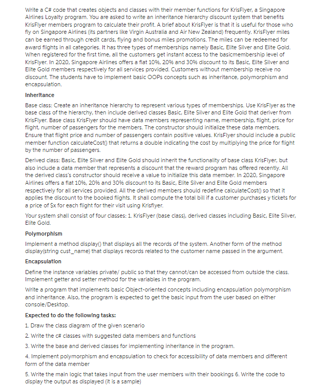 Write a C# code that creates objects and classes with their member