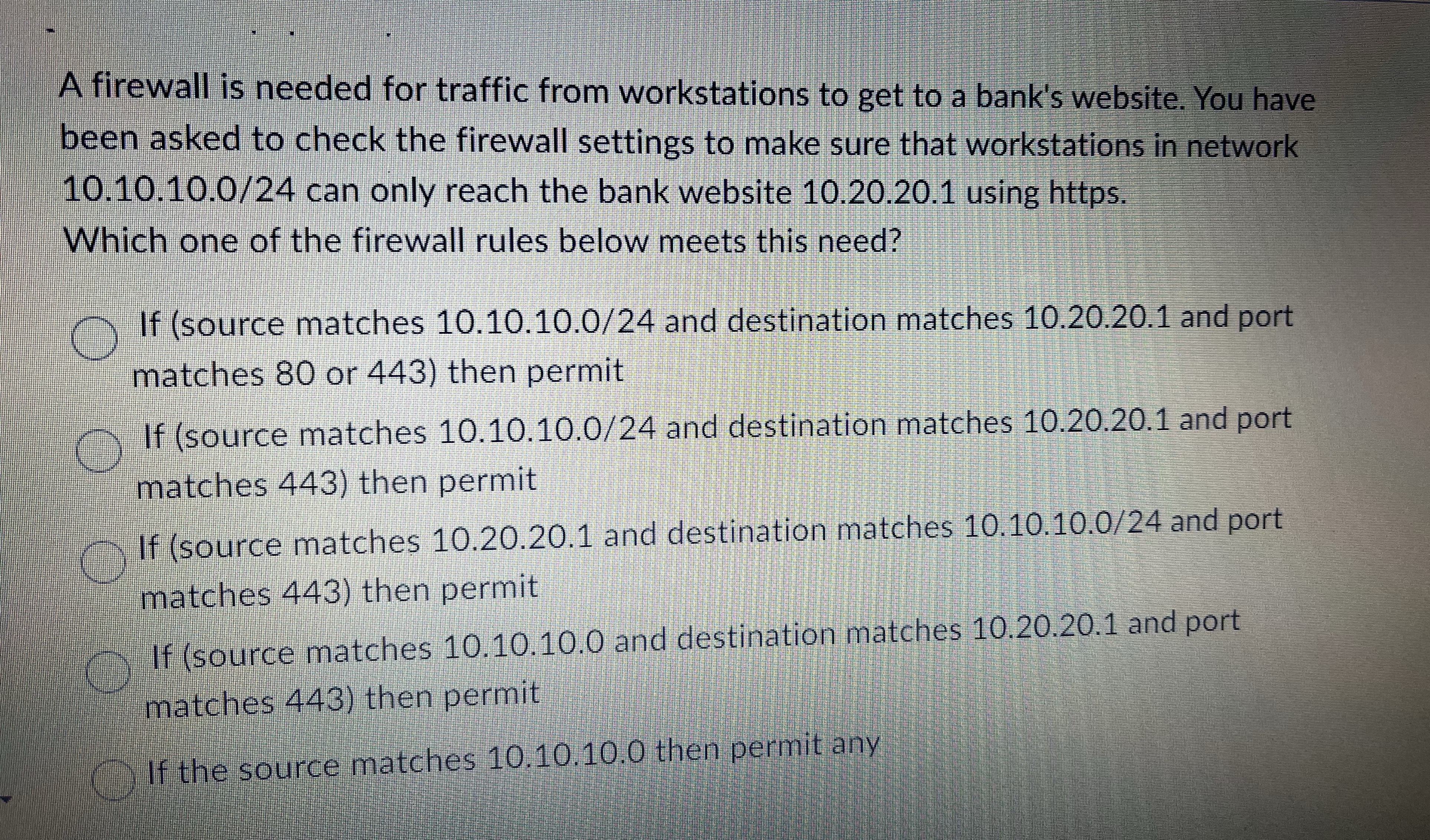 A firewall is needed for traffic from workstations to get to a