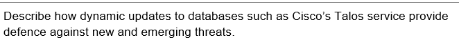 Describe how dynamic updates to databases such as Cisco's Talos service provide