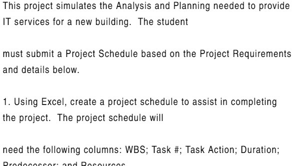 This project simulates the Analysis and Planning needed to provide IT services