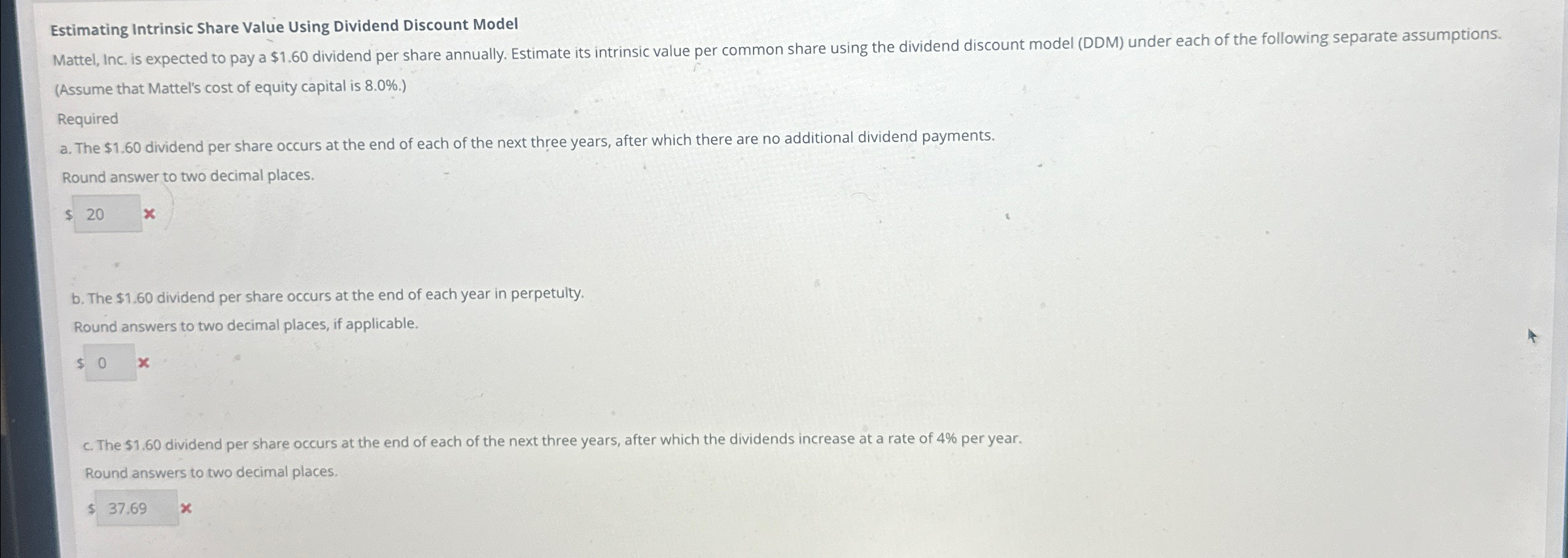 Estimating Intrinsic Share Value Using Dividend Discount Model Mattel, Inc. is expected