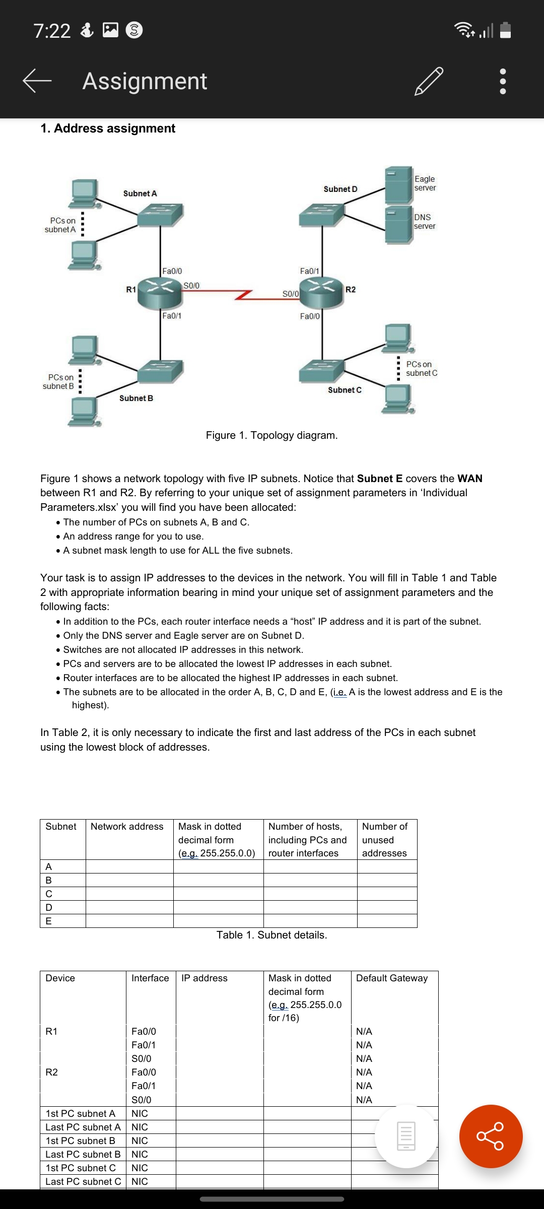 form (e.g. 255.255.0.0 for /16) R1 Fa0/0 Fa0/1 S0/0 R2 Fa0/0 Fa0/1