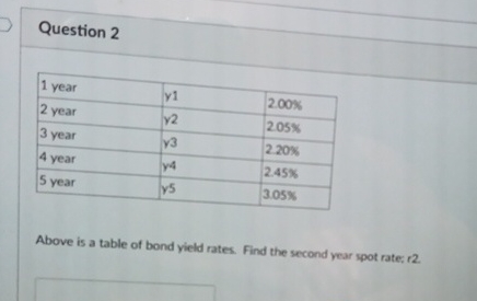 Question 2 1 year 2 year 3 year 4 year 5 year