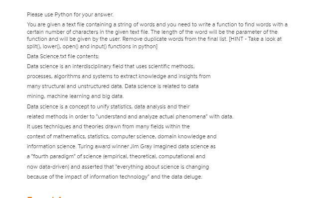 Please use Python for your answer. You are given a text file
