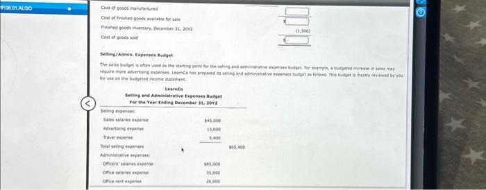 for 2012. You have been asked to assist the controller of LearnCo