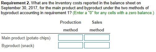 costs. For September 2017, the cost of operations is $505,000. Production and