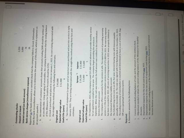 sells extermination products manufactured by other companies. Following is the company's unadjusted