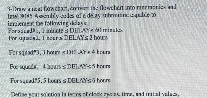 3-Draw a neat flowchart, convert the flowchart into mnemonics and Intel 8085