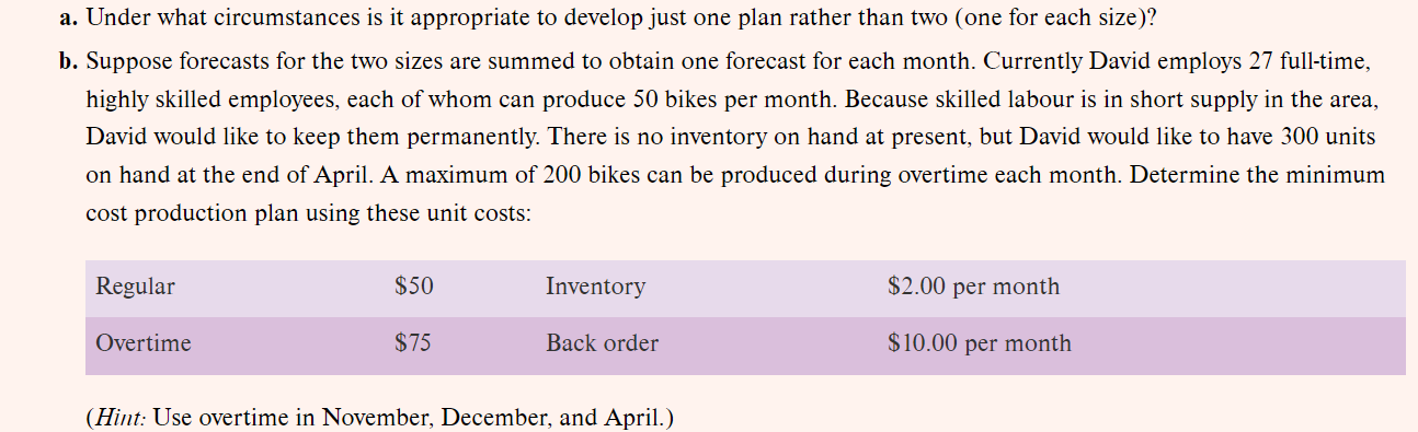 a. Under what circumstances is it appropriate to develop just one plan