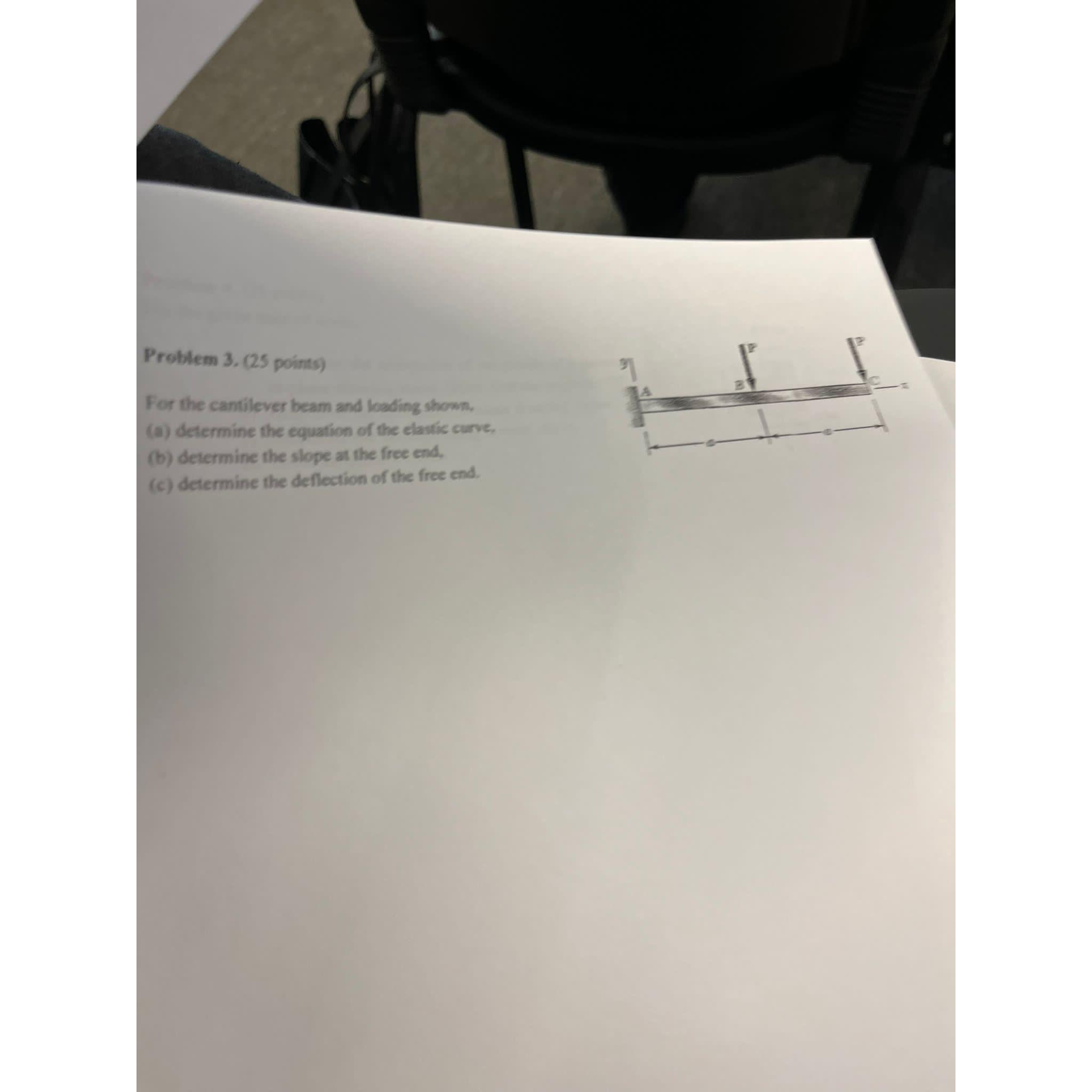 Problem 3. (25 points) For the cantilever beam and loading shown, (a)