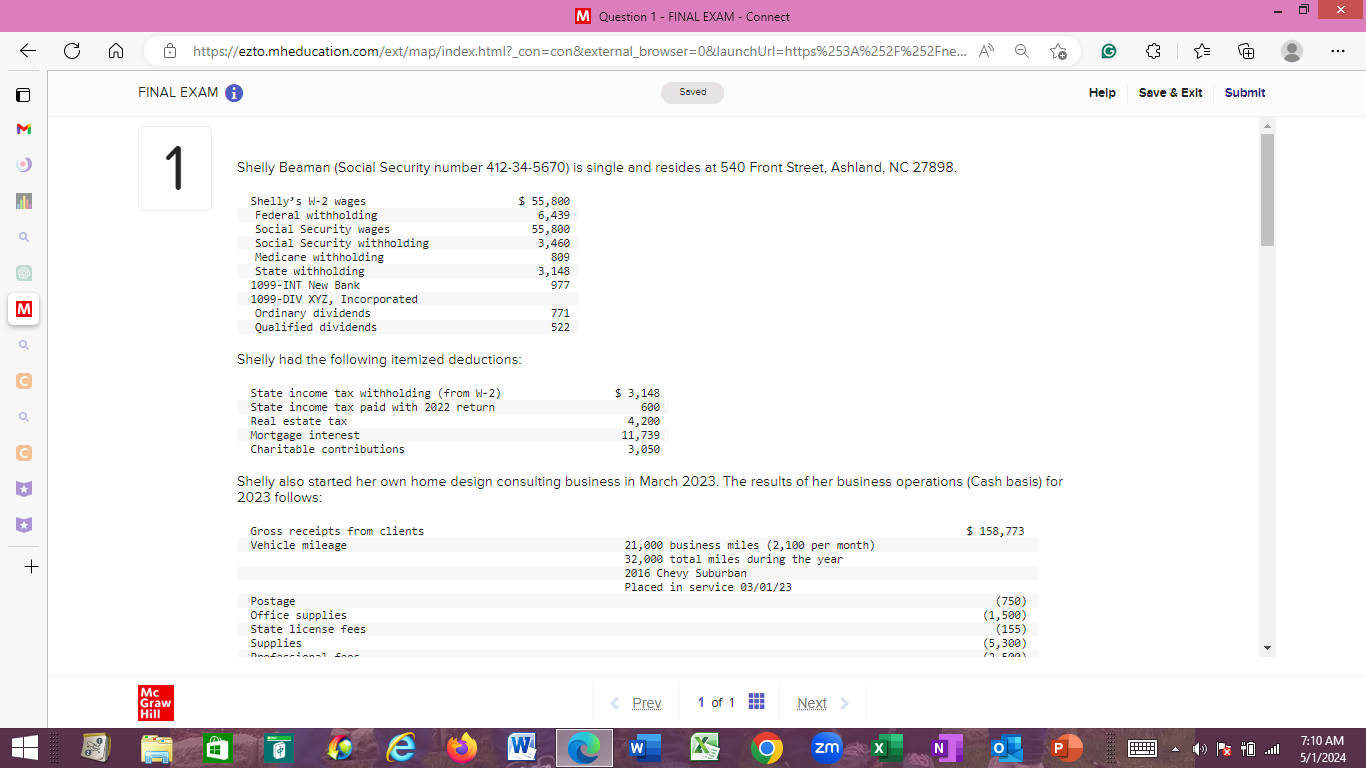 G 0 M Question 1 - FINAL EXAM - Connect https://ezto.mheducation.com/ext/map/index.html?_con=con&external_browser=0&launchUrl=https%253A%252F%252Fne... A