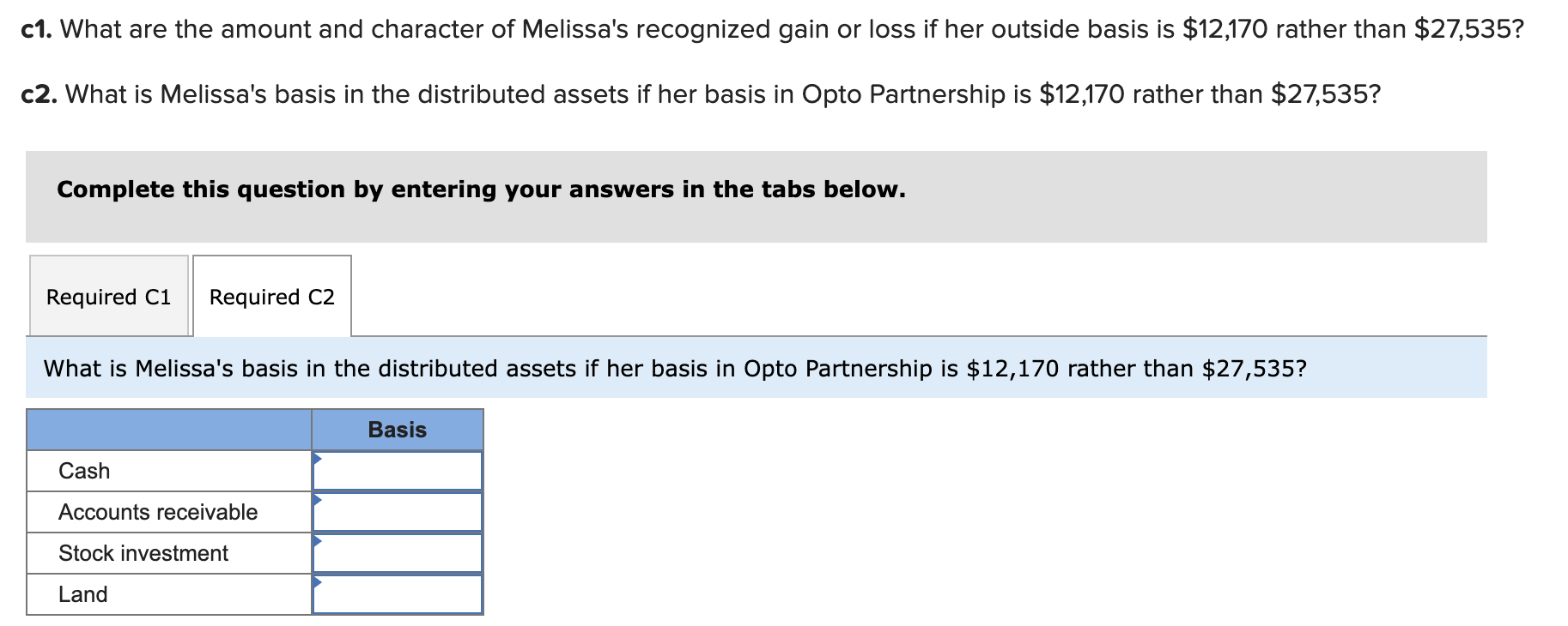 to the questions displayed below.] Melissa, Nicole, and Miguel are equal partners