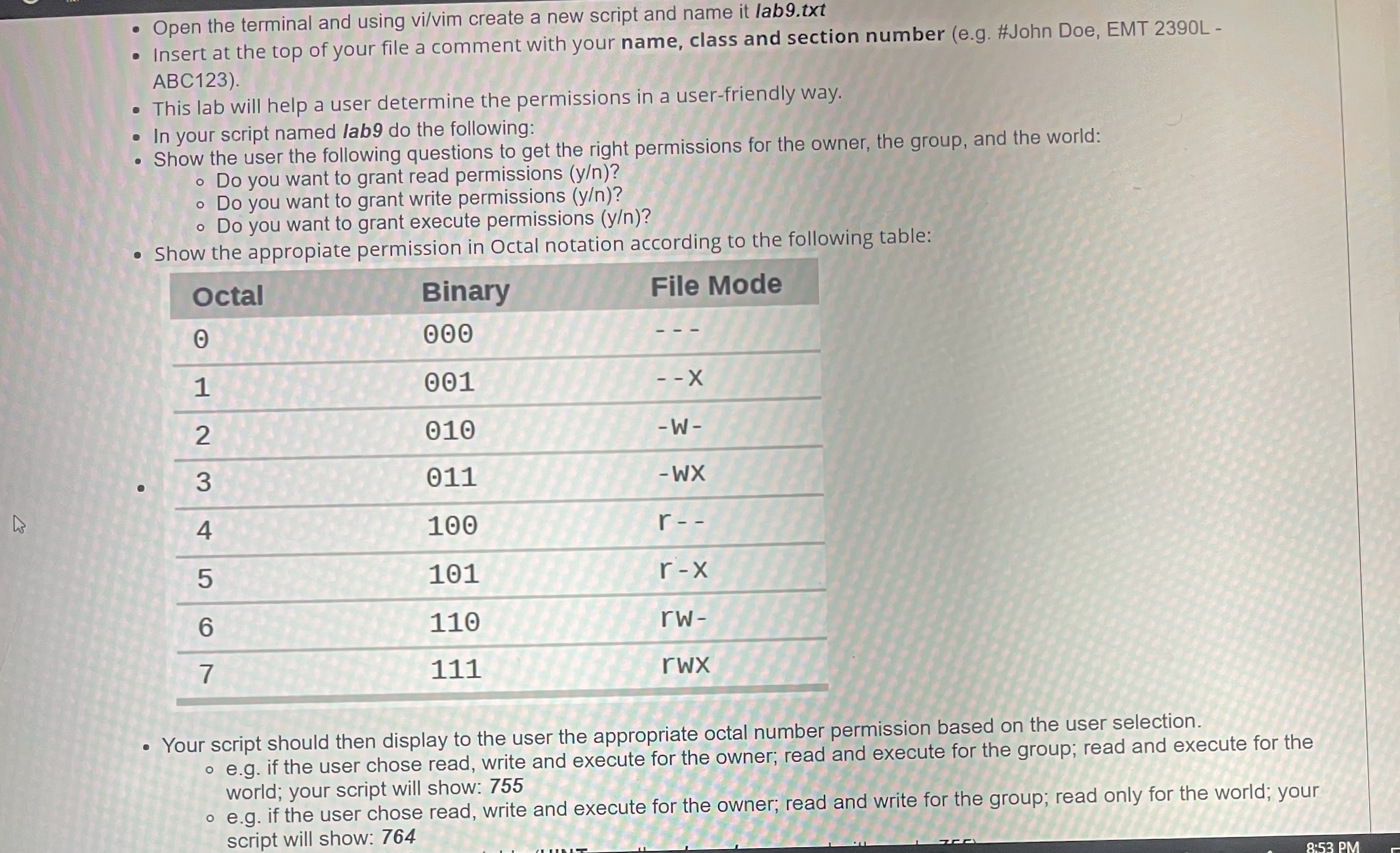Open the terminal and using vi/vim create a new script and name