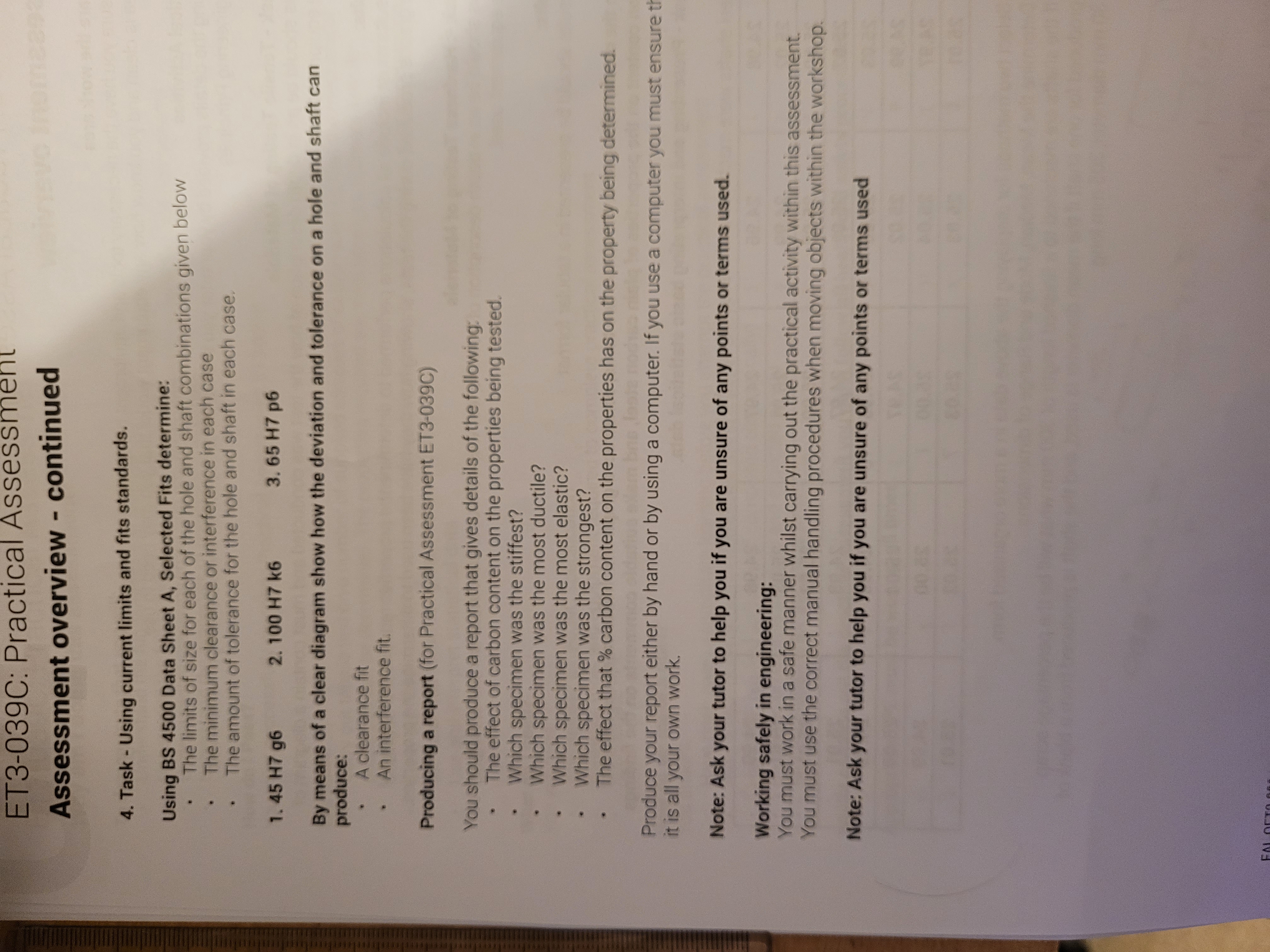 ET3-039C: Practical Assessment Assessment overview - continued 4. Task - Using current