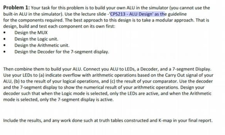 Problem 1: Your task for this problem is to build your own