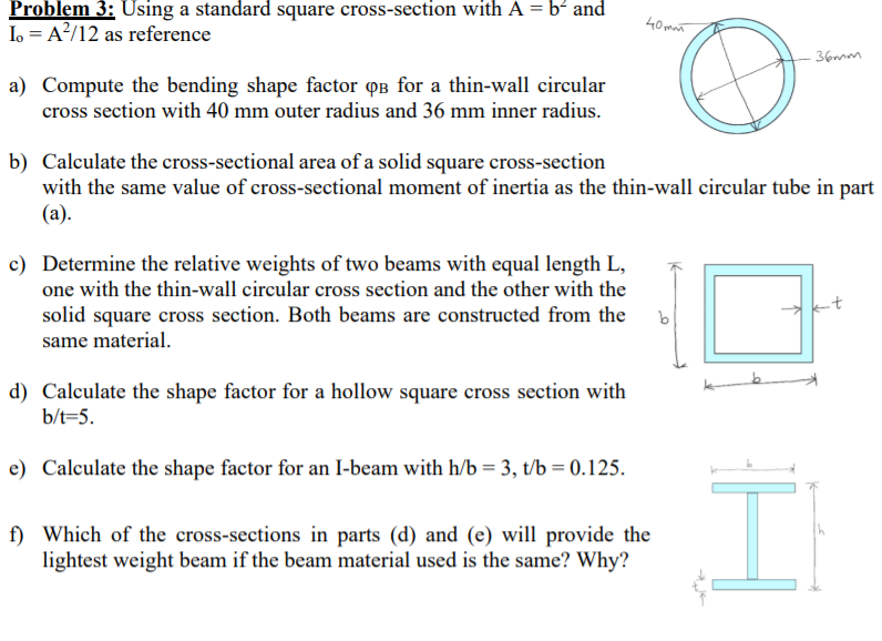 Problem 3: Using a standard square cross-section with A = b and
