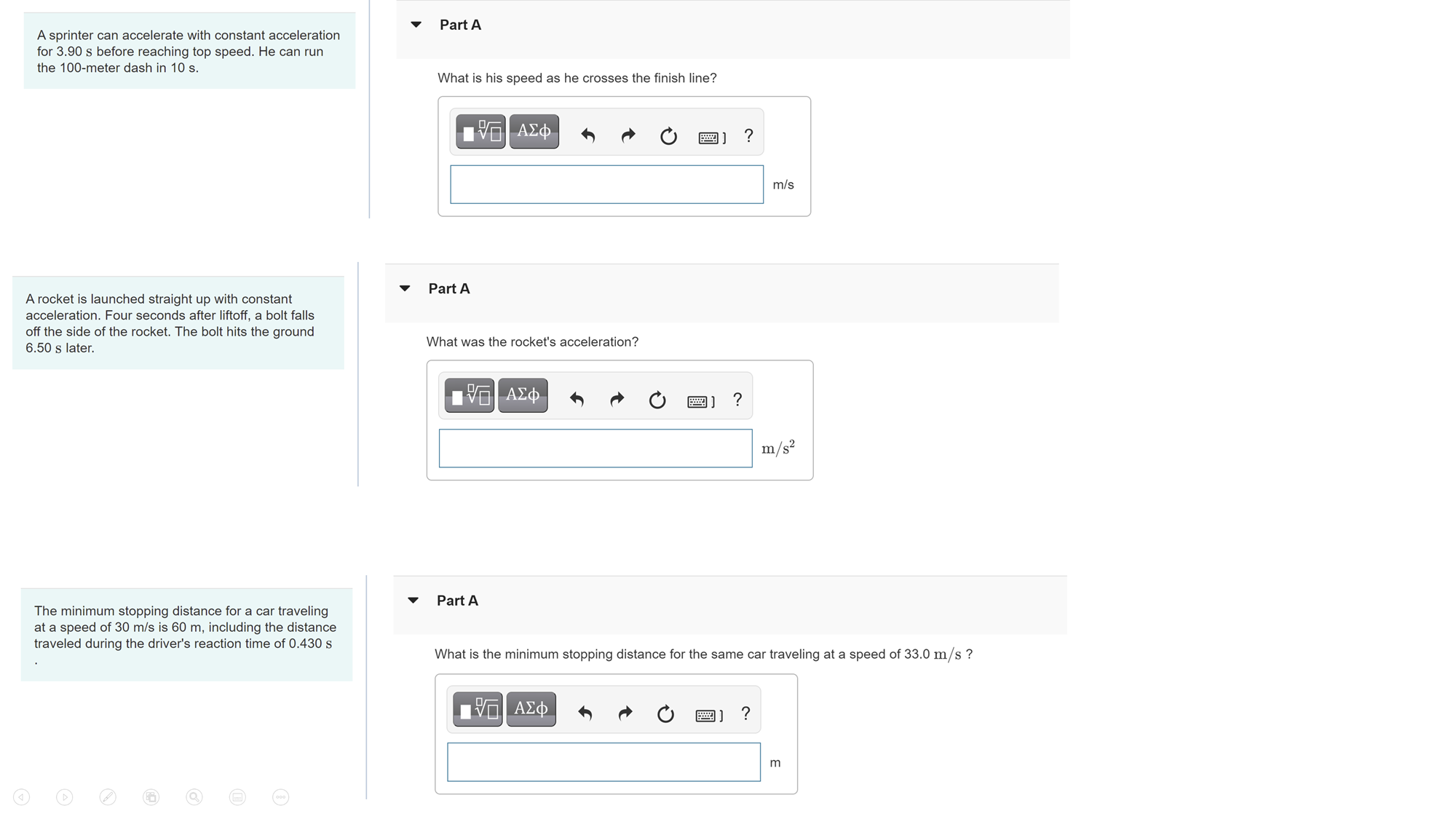 A sprinter can accelerate with constant acceleration for 3.90 s before reaching