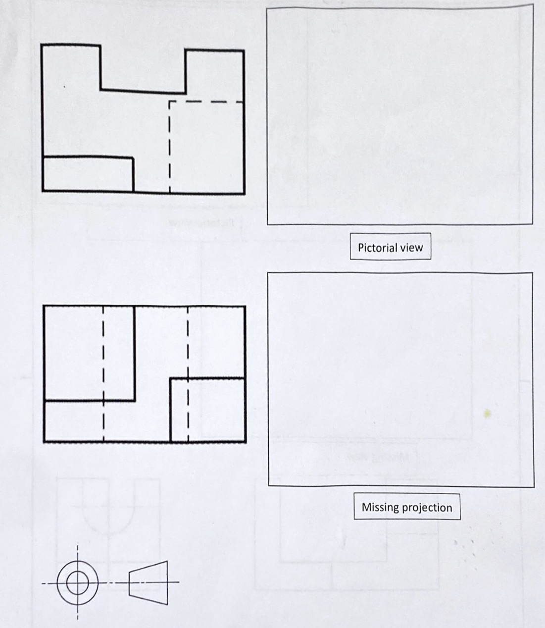 Pictorial view Missing projection