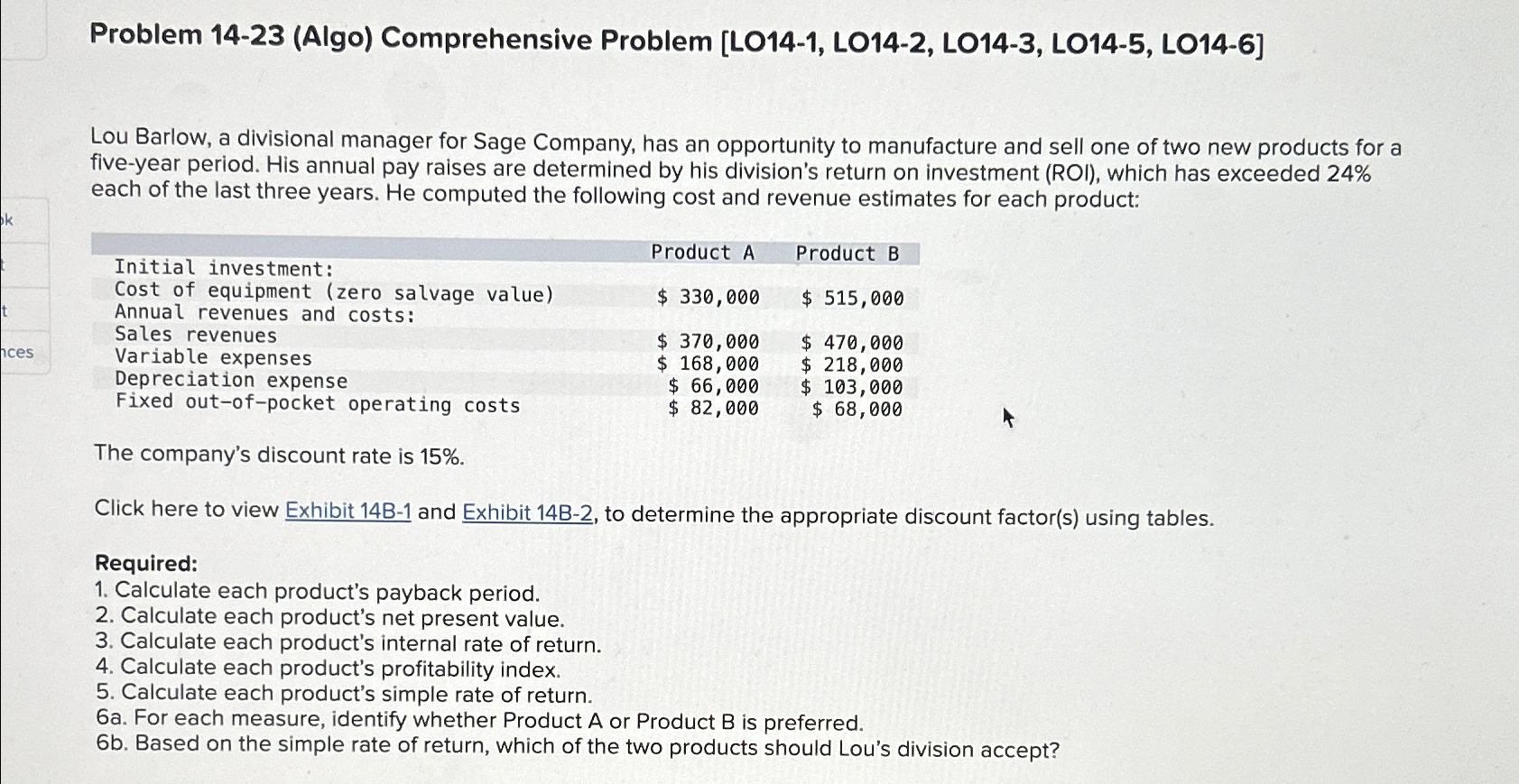 k Problem 14-23 (Algo) Comprehensive Problem [LO14-1, LO14-2, LO14-3, LO14-5, LO14-6] Lou