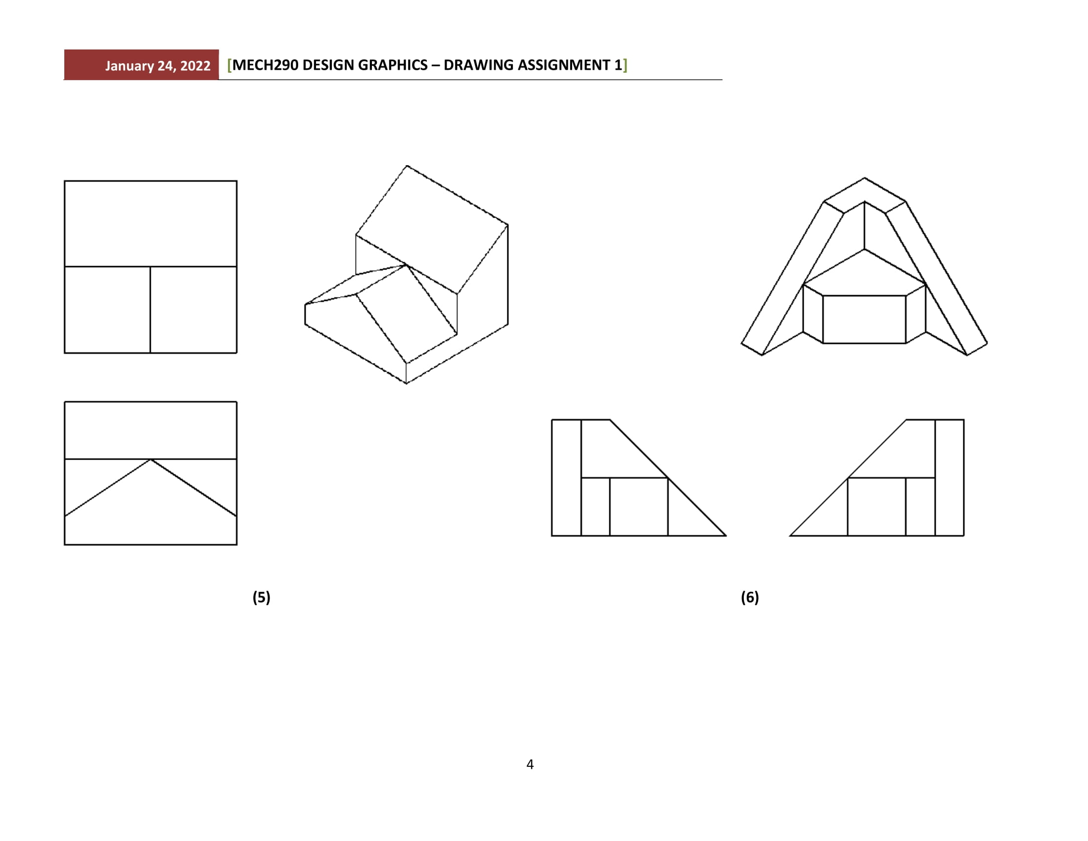page of your homework. a) Freehand sketching exercise. Use engineering grid papers