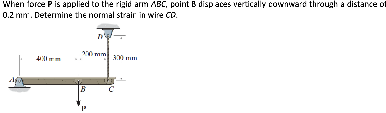 When force P is applied to the rigid arm ABC, point B