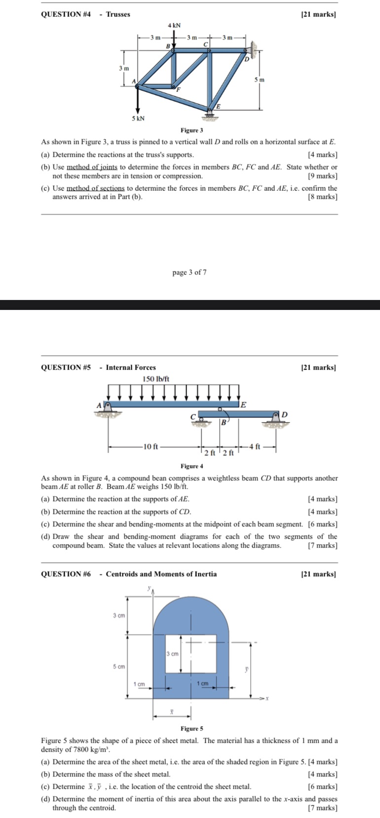 QUESTION #4 Trusses 3 m. BY 3 m 5 kN 4 kN