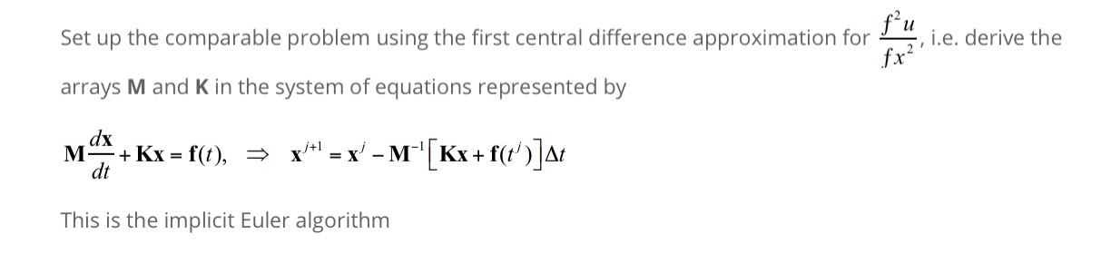 Set up the comparable problem using the first central difference approximation for
