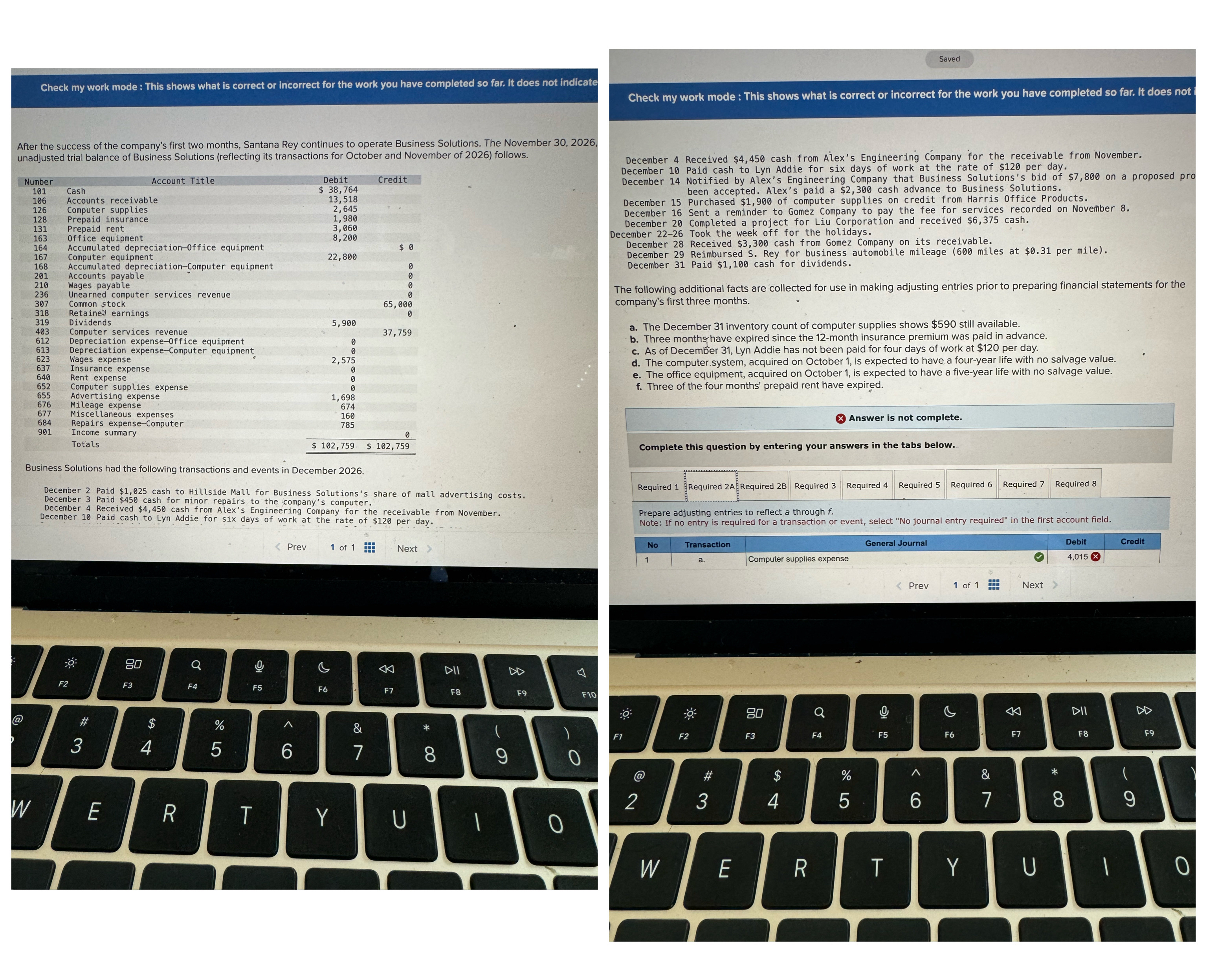 Saved Check my work mode: This shows what is correct or incorrect