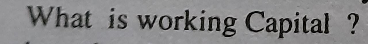 What is working Capital ?