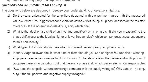 Questions and Requirements for Lab Rep rt T..e question below are designed