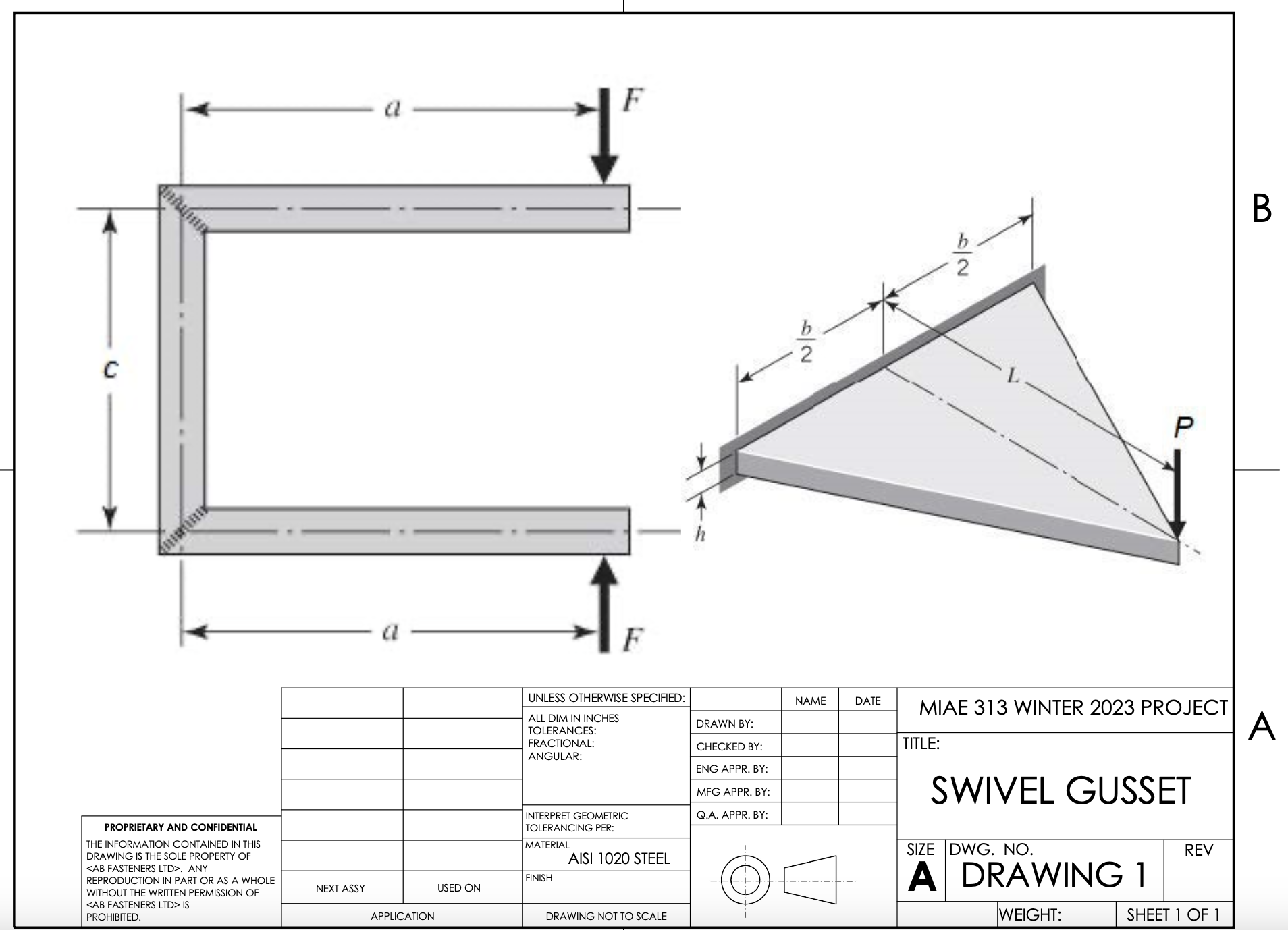 end of the U-frame. The U-frame has been built by welding the