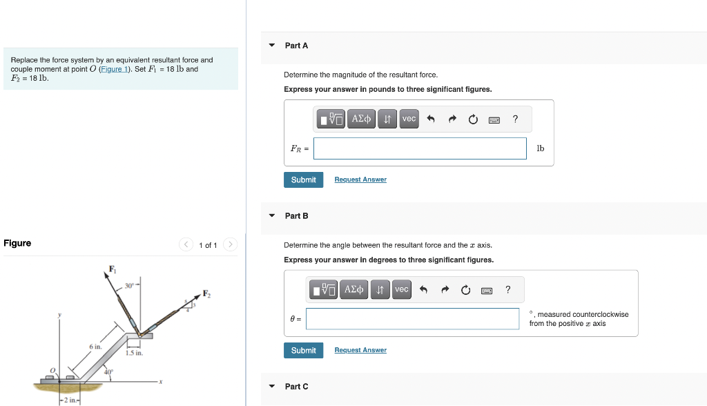 Replace the force system by an equivalent resultant force and couple moment