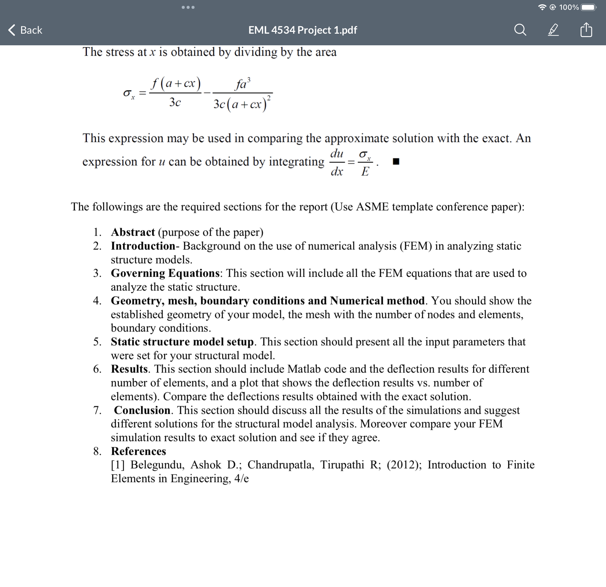 present all the input parameters that were set for your structural model.
