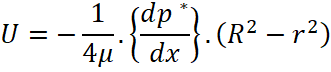 U = 1 dp 4 4 (dx } . (R = r)