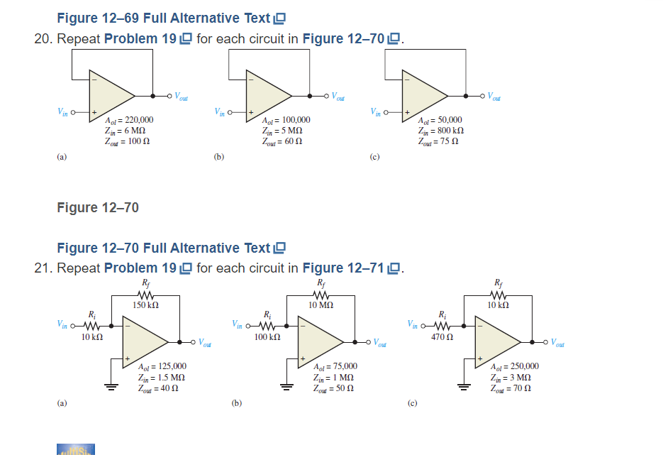 Figure 12-69 Full Alternative Text 20. Repeat Problem 19 for each circuit