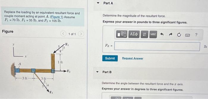 Replace the loading by an equivalent resultant force and couple moment acting