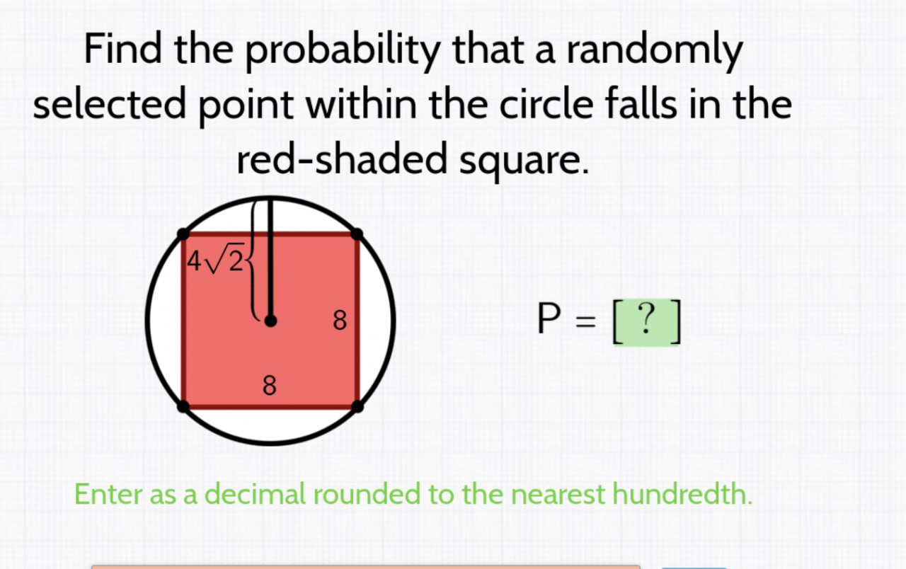 Find the probability that a randomly selected point within the circle falls
