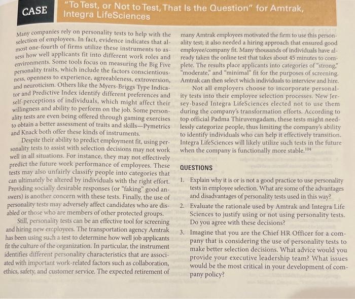 CASE "To Test, or Not to Test, That Is the Question" for