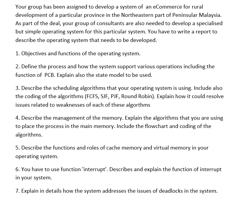 Your group has been assigned to develop a system of an eCommerce